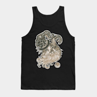 Kitty in a Tentacle Top Hat - White Outlined Version Tank Top